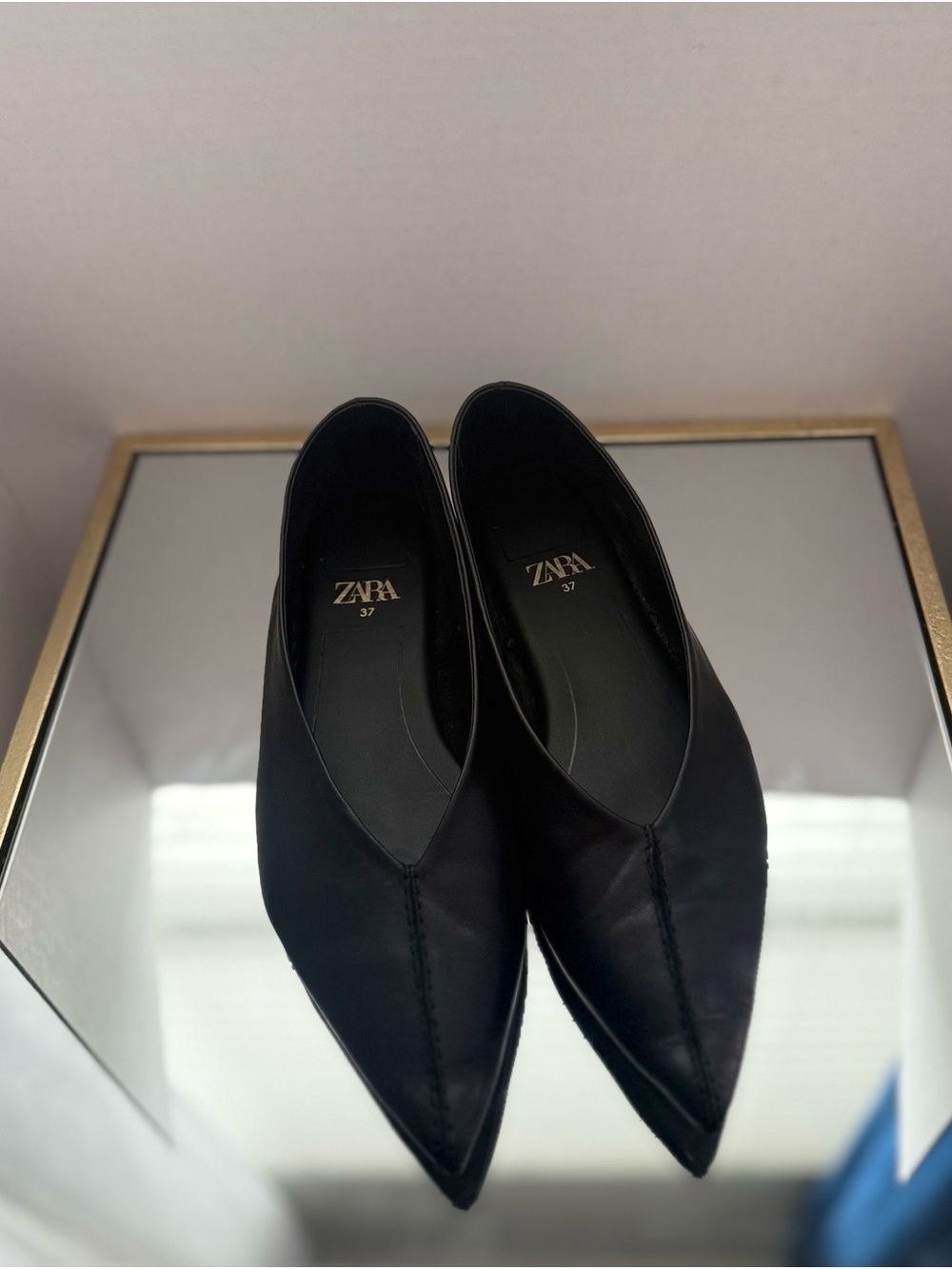 Zara Black Pointed-Toe Slip-On Flats